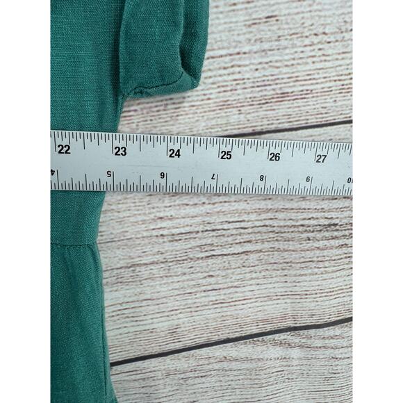 Umgee USA Linen Blend V-Neck Shirt Mini Dress Womens XL Green Rough Hem - Picture 9 of 10